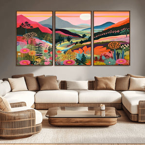61376-MGV-CV-36X24-Floral Valley Wall Art – Panoramic Mountain Landscape Canvas Print, Vibrant Nature Decor for Living Room, Office, or Bedroom