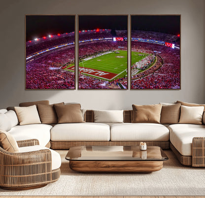 11343-MGV-CV-36X24-Bryant-Denny Stadium Wall Art – Panoramic Alabama Crimson Tide Football Field Canvas Print, Game Day Decor for Office, Man Cave or