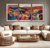 70959-MGV-CV-36X24-Yayoi Kusama Inspired Wall Art – Bold Floral Landscape Canvas Print, Vibrant Modern Abstract Poster for Living Room, Bedroom, or