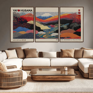 86784-MGV-CV-36X24-Mount Fuji Wall Art – Panoramic Japanese Abstract Landscape Canvas Print, Bold Color Mountain River Decor for Living Room, Office