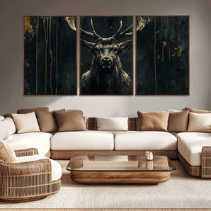 12613-MGV-CV-36X24-Rustic Deer Wall Art – Majestic Stag Canvas Print with Antlers, Wildlife Nature Decor for Cabin, Lodge, Living Room or Rustic