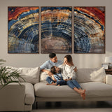 63519-MGV-FC-60X30-3P_Walnut-Tree Ring Wall Art – Rustic Nature Wood Grain Canvas Print, Abstract Natural Texture Artwork Poster for Living Room, Bedroom,