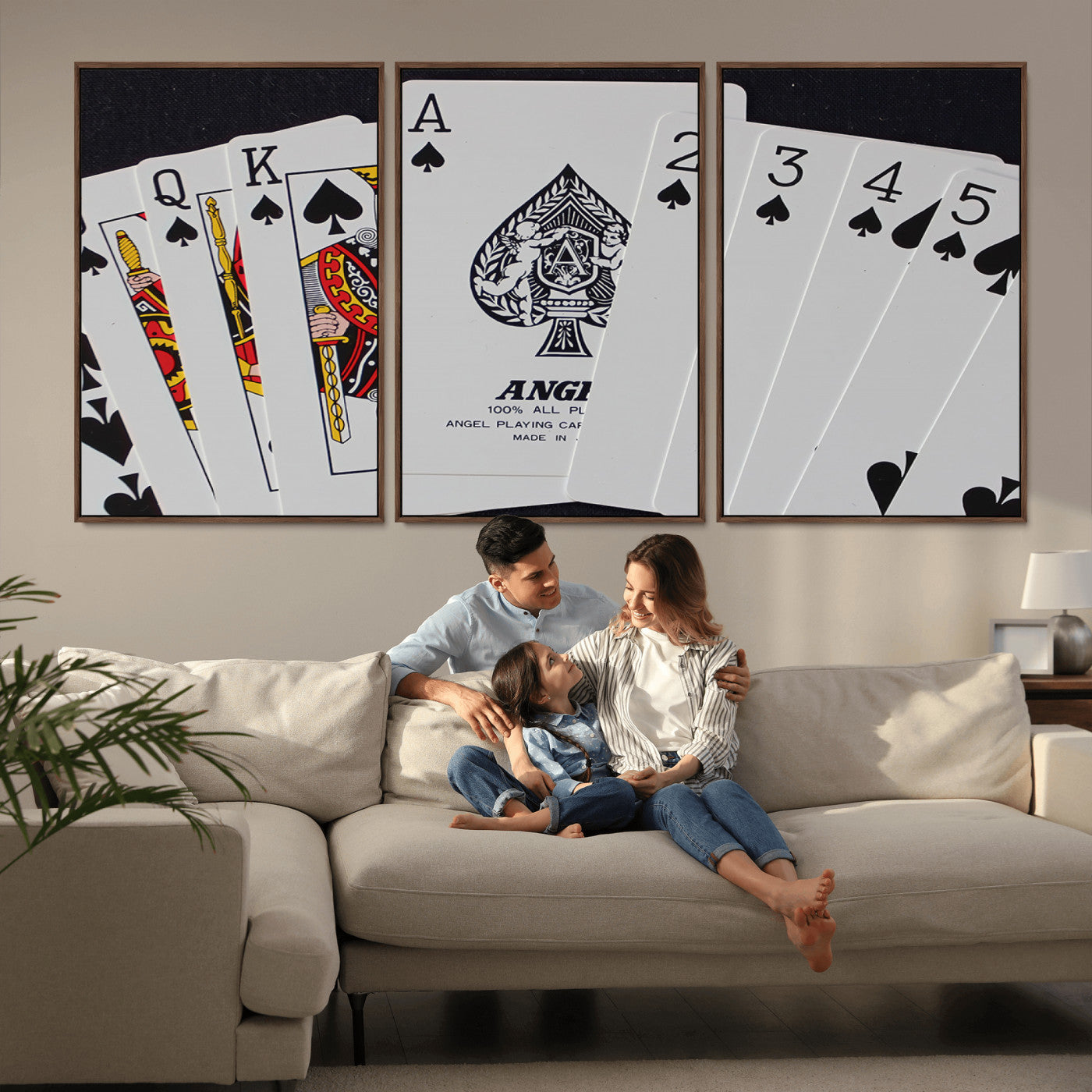 56787-MGV-FC-60X30-3P_Walnut-Playing Cards – Classic Poker Deck with Spades, Standard Size Durable Casino Quality Card Set for Magic Tricks, Blackjack, Bridge,