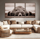 20611-MGV-CV-36X24-Grizzly Bear Wall Art – Majestic Wildlife Sepia Canvas Print, Rustic Nature Animal Artwork for Cabin, Lodge, Living Room, Bedroom,