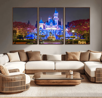 66710-MGV-CV-36X24-Enchanted Castle Wall Art – Magical Night Scene Canvas Print with Glowing Lights, Fantasy Architecture Artwork for Living Room,