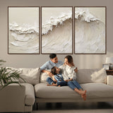 45175-MGV-FC-60X30-3P_Walnut-Textured Wave Wall Art Canvas Print, Framed Minimal Seascape Art Picture Print, Elegant Wave Perfect Modern Coastal Decor Artwork