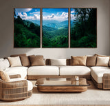 74439378-MGV-CV-36X24-Tropical Jungle Wall Art Canvas Print, Framed Lush Valley Art Picture Print, Forest Mountains Perfect Tropical Wilderness Decor