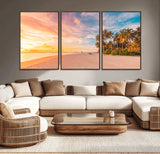 41542880-MGV-CV-36X24-Tropical Beach Wall Art Canvas Print, Framed Palm Trees Art Picture Print, Sunset Shore Perfect Tropical Coastal Decor Artwork