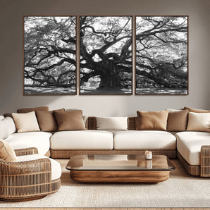 81655611-MGV-CV-36X24-Ancient Oak Wall Art Canvas Print, Framed Twisted Branches Art Picture Print, Gnarled Tree Perfect Moody Nature Decor Artwork