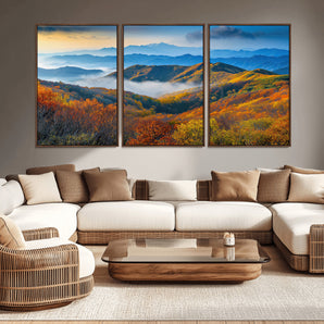 86772247-MGV-CV-36X24-Autumn Mountains Wall Art Canvas Print, Framed Fall Foliage Art Picture Print, Vibrant Hills Perfect Vibrant Nature Decor Artwork