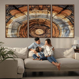 15184146-MGV-FC-60X30-3P_Walnut-Tree Rings Wall Art Canvas Print, Framed Wood Texture Art Picture Print, Rustic Pattern Perfect Rustic Organic Decor Artwork