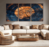 18975622-MGV-CV-36X24-Burnt Wood Wall Art Canvas Print, Framed Aged Timber Art Picture Print, Rustic Tree Slice Perfect Rustic Decor Artwork for Home,