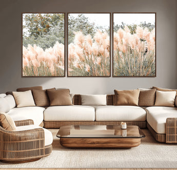 21826392-MGV-CV-36X24-Pampas Grass Wall Art Canvas Print, Framed Soft Pampas Art Picture Print, Pastel Grasses Perfect Soft Neutral Boho Decor Artwork