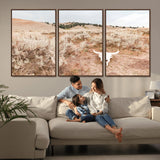 97234735-MGV-FC-60X30-3P_Walnut-Rustic Bones Wall Art Canvas Print, Framed Desert Sage Art Picture Print, Prairie Skull Perfect Minimal Rustic Decor Artwork