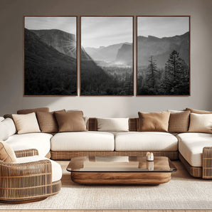 39278955-MGV-CV-36X24-Yosemite Valley Wall Art Canvas Print, Framed El Capitan Art Picture Print, Misty Mountain Perfect Modern Rustic Decor Artwork