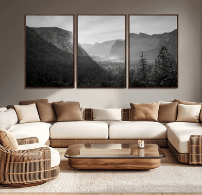 39278955-MGV-CV-36X24-Yosemite Valley Wall Art Canvas Print, Framed El Capitan Art Picture Print, Misty Mountain Perfect Modern Rustic Decor Artwork