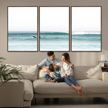 56345117-MGV-FC-60X30-3P_Walnut-Minimalist Surfing Wall Art Canvas Print, Framed Ocean Waves Art Picture Print, Soft Ocean Perfect Minimalist Coastal Decor