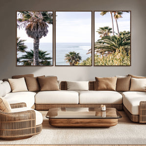 51404565-MGV-CV-36X24-Palm Trees Wall Art Canvas Print, Framed Ocean Breeze Art Picture Print, Coastal View Perfect Tropical Coastal Decor Artwork