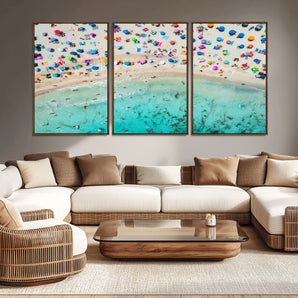 76172085-MGV-CV-36X24-Tropical Shoreline Wall Art Canvas Print, Framed Beach Relaxing Art Picture Print, Aerial Summer Perfect Coastal Vibrant Decor