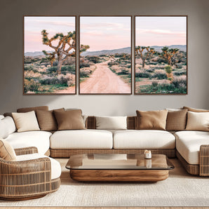 12540952-MGV-CV-36X24-Joshua Tree Park Wall Art Canvas Print, Framed Desert Road Art Picture Print, Sunset Drive Perfect Southwestern Boho Decor Artwork