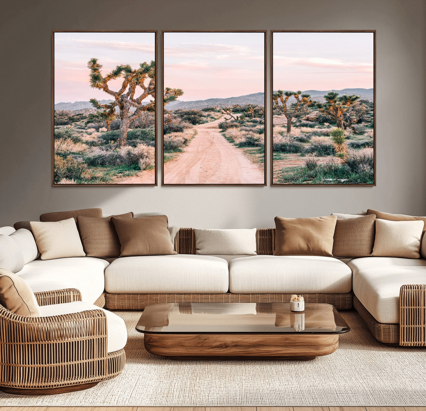 12540952-MGV-CV-36X24-Joshua Tree Park Wall Art Canvas Print, Framed Desert Road Art Picture Print, Sunset Drive Perfect Southwestern Boho Decor Artwork
