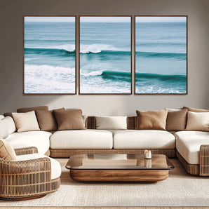 73692470-MGV-CV-36X24-Ocean Swell Wall Art Canvas Print, Framed Surf Waves Art Picture Print, Blue Water Perfect Coastal Dynamic Decor Artwork