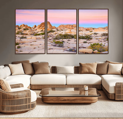 96167137-MGV-CV-36X24-Vibrant Sunset Sky Wall Art Canvas Print, Framed Joshua Tree Art Picture Print, Rugged Terrain Perfect Southwestern Boho Decor