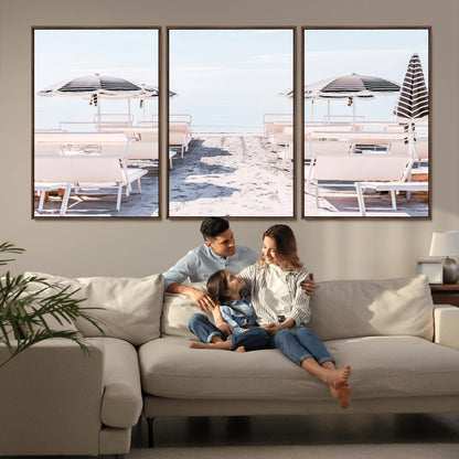 67623952-MGV-FC-60X30-3P_Walnut-Minimalist Beach Wall Art Canvas Print, Framed Pastel Sand Art Picture Print, Beach Aesthetic Perfect Coastal Minimalist Decor