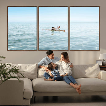 32624554-MGV-FC-60X30-3P_Walnut-Swimming Relaxation Wall Art Canvas Print, Framed Peaceful Water Art Picture Print, Clear Sea Perfect Minimalist Aquatic Decor