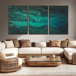 93287752-MGV-CV-36X24-Ocean Surf Wall Art Canvas Print, Framed Blue Waters Art Picture Print, Vibrant Seascape Perfect Coastal Adventure Decor Artwork