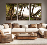 92093951-MGV-CV-36X24-Tropical Jungle Wall Art Canvas Print, Framed Palm Tree Forest Art Picture Print, Coastal Escape Perfect Jungle Retreat Decor