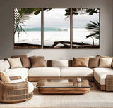 50382104-MGV-CV-36X24-Tropical Surf Wall Art Canvas Print, Framed Palm Tree View Art Picture Print, Beach House Art Perfect Boho Coastal Decor Artwork