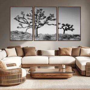 50975475-MGV-CV-36X24-Joshua Tree Art Wall Art Canvas Print, Framed Desert Tree Print Art Picture Print, Black White Nature Perfect Southwestern Boho