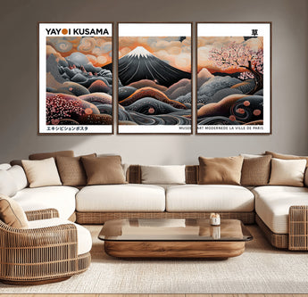 63125329-MGV-CV-36X24-Japanese Mt Fuji Wall Art – Surreal Ukiyo e Style Cherry Blossom Poster, Swirling Cloud Landscape Print, Modern Oriental Asian