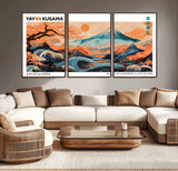 88785870-MGV-CV-36X24-Japanese Great Wave & Mt Fuji Wall Art – Ukiyo e Style Landscape Print with Flowing River, Autumn Mountain Poster, Oriental Asian