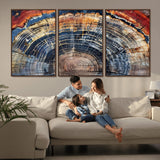 38987581-MGV-FC-60X30-3P_Walnut-Tree Ring Art Wall Art Canvas Print, Framed Rustic Wall Decor Art Picture Print, Nature Grain Print Perfect Modern Rustic Decor