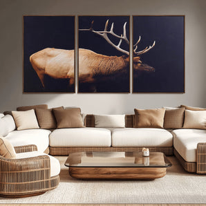 89239257-MGV-CV-36X24-Bull Elk Decor Wall Art Canvas Print, Framed Elk Photography Art Picture Print, Rustic Wildlife Perfect Rustic Lodge Decor Artwork