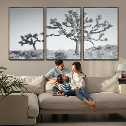 58647785-MGV-FC-60X30-3P_Walnut-Calm Earthy Aesthetic Wall Art Canvas Print, Framed Arid Terrain Decor Art Picture Print, Joshua Tree Perfect Rustic Minimalist