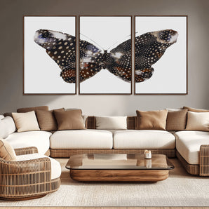 99831147-MGV-CV-36X24-Spotted Butterfly Wall Art Canvas Print, Framed Neutral Insect Theme Art Picture Print, Earthy Wing Pattern Perfect Modern Rustic