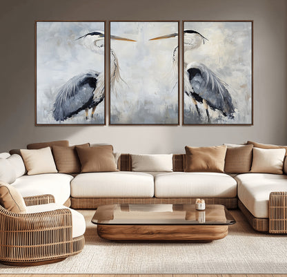 90806932-MGV-CV-36X24-Heron Wall Art Wall Art Canvas Print, Framed Bird Canvas Decor Art Picture Print, Nature Inspired Perfect Coastal Minimalist Decor