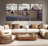 22296025-MGV-CV-36X24-Texas Longhorn Canvas Wall Art Canvas Print, Framed Rustic Barn Wall Art Art Picture Print, Farmhouse Cow Decor Perfect Rustic