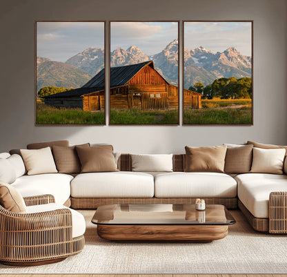 31771014-MGV-CV-36X24-Rustic Barn Wall Art Canvas Print, Framed Western Landscape Art Picture Print, Farmhouse Style Perfect Rustic Farmhouse Decor