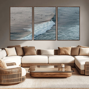23077324-MGV-CV-36X24-Ocean Waves Wall Art Canvas Print, Framed Coastal Serenity Art Picture Print, Surf Aesthetic Perfect Modern Coastal Decor Artwork