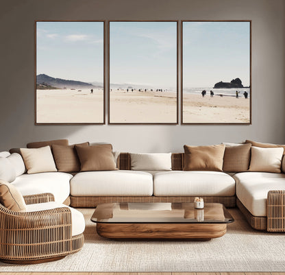 28307820-MGV-CV-36X24-Minimalist Beach Wall Art Canvas Print, Framed Coastal Serenity Art Picture Print, Soft Sand Perfect Modern Coastal Decor Artwork