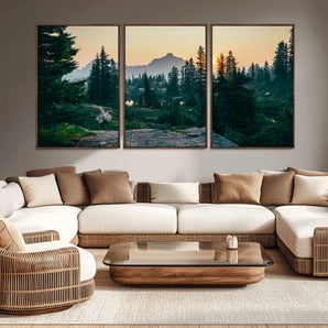 66397982-MGV-CV-36X24-Mountain Landscape Wall Art Canvas Print, Framed Forest Serenity Art Picture Print, Mountain Landscape Perfect Rustic Wilderness