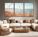 36108696-MGV-CV-36X24-Coastal Grass Wall Art – Serene Ocean View Canvas Print, Beach Nature Photography Decor for Living Room, Bedroom, Office or Modern
