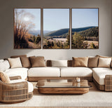 52941305-MGV-CV-36X24-Rustic Landscape Wall Art Canvas Print, Framed Serene Valley Art Picture Print, Pine Tree Horizon Perfect Rustic Cabin Decor