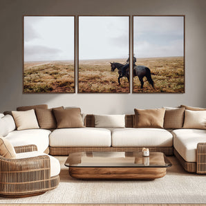 57597730-MGV-CV-36X24-Cowboy Wall Art Wall Art Canvas Print, Framed Western Canvas Art Picture Print, Rustic Ranch Scene Perfect Rustic Western Decor