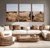 22431577-MGV-CV-36X24-Western Wall Art Wall Art Canvas Print, Framed Cowboy Canvas Art Picture Print, Cattle Drive Scene Perfect Rustic Western Decor