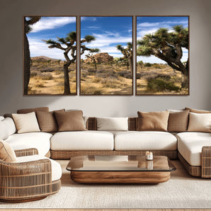 25722592-MGV-CV-36X24-Joshua Tree Desert Wall Art Canvas Print, Framed Southwestern Nature Art Picture Print, Rustic Earth Tones Perfect Southwestern